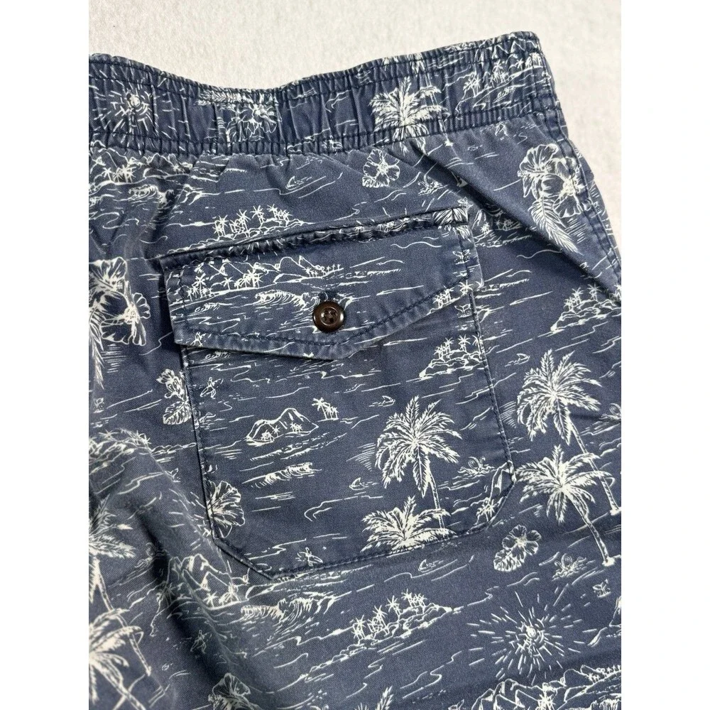 Gap Twill Jogger Shorts Men's M Elastic Waistband Drawstring Tropical Hawaiian